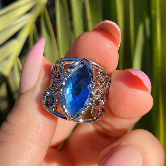 NEW 925 Sterling Silver Blue Stone Ring - Picture 5 of 14